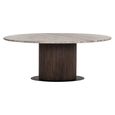Rashford Dining Table - 200cm - 8 Seater - Oval - Fluted Base - Blush Beige and Brown - Marble and Metal