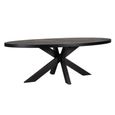 Watson Dining Table - 235cm - 10 Seater - Oval - Spider Leg - Black - Oak and Metal