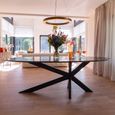 Trocadero Black Marble 8 Seater Dining Table with Spider Legs