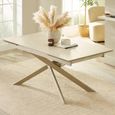 Osaka Extending Dining Table - 160cm-200cm - 6-8 Seater - Cream - Sintered Stone and Metal
