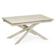 Osaka Extending Dining Table - 160cm-200cm - 6-8 Seater - Cream - Sintered Stone and Metal