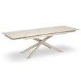 Osaka Extending Dining Table - 160cm-200cm - 6-8 Seater - Cream - Sintered Stone and Metal