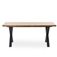 Aron Dining Table - 180cm - 8 Seater - Cross Leg - Natural and Black - Oak and Metal