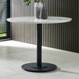 Luca Dining Table - 100cm - 4 Seater - Round - White and Black - Marble Effect and Metal