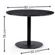 Luca Dining Table - 80cm - 2 Seater - Round - Black - Marble Effect and Metal