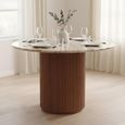 Ashford Dining Table - 100cm - 4 Seater - Round - Fluted - Pale Taupe - Marble Top and Mango Wood