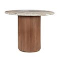 Ashford Dining Table - 100cm - 4 Seater - Round - Fluted - Pale Taupe - Marble Top and Mango Wood