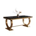 Glacier Dining Table - 180cm - 6 Seater - Black Marble & Gold