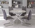 Alden White and Grey Marble Effect 4 Seater Round Dining Table with Chrome Legs -107cm