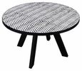 Allentown Monochrome Chevron Inlay Print 4 Seater Round Dining Table