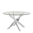Allure Round Dining Table - 4 Seater - 130cm - Chrome Glass- Intersected Legs