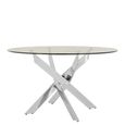 Allure Round Dining Table - 4 Seater - 130cm - Chrome Glass- Intersected Legs