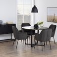 Amble Brown Marble Effect 4 Seater Round Dining Table with Black Legs