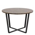 Amble Brown Marble Effect 4 Seater Round Dining Table with Black Legs