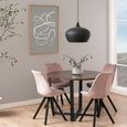 Amble Brown Marble Effect 4 Seater Round Dining Table with Black Legs
