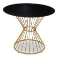 Anzio Dining Table - 2 Seater - 90cm - Round - Black Glass with Gold Hourglass Base