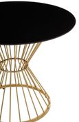 Anzio Dining Table - 2 Seater - 90cm - Round - Black Glass with Gold Hourglass Base