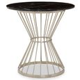 Anzio Dining Table - 2 Seater - 70cm - Round - Black Marble with Silver Hourglass Base