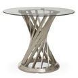 Anzio Dining Table - 2 Seater - 90cm - Round - Clear Glass with Silver Hourglass Base