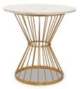 Anzio Dining Table - 2 Seater - 70cm - Round - White Marble with Gold Hourglass Base