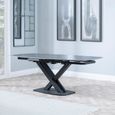 Arctic 6-8 Seater Black Ceramic Swivel Top Extending Dining Table with Cross Base - 140cm-200cm