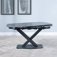 Arctic 6-8 Seater Black Ceramic Swivel Top Extending Dining Table with Cross Base - 140cm-200cm