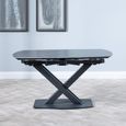 Arctic 6-8 Seater Black Ceramic Swivel Top Extending Dining Table with Cross Base - 140cm-200cm