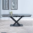 Arctic 6-8 Seater Black Ceramic Swivel Top Extending Dining Table with Cross Base - 140cm-200cm