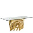 Arezzo Dining Table - 6 Seater - 180cm - Clear Glass with Gold Base