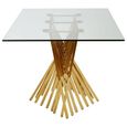 Arezzo Dining Table - 6 Seater - 180cm - Clear Glass with Gold Base