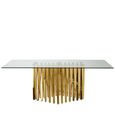 Arezzo Dining Table - 8 Seater - 200cm - Clear Glass with Gold Base