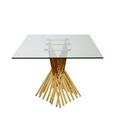 Arezzo Dining Table - 8 Seater - 200cm - Clear Glass with Gold Base