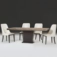 Ark Dining Table - Marble with Wooden Pedestal Base - Variation Available