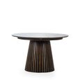 Arya Dark Oak Slatted Round Extending Dining Table - 120cm-200cm - 4-8 Seater