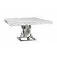 Aurora Dining Table - 8 Seater - 150cm - Square - Marble with Stainless Steel Pedestal Base - Variation Available