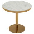 Azalea Dining Table - 2 Seater - 80cm - Round - White Marble with Gold Base