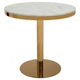 Azalea Dining Table - 2 Seater - 80cm - Round - White Marble with Gold Base