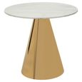 Azalea Dining Table - 2 Seater - 80cm - Round - White Marble with Gold Cone Base