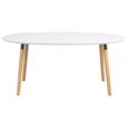 Belina Extending Oval Dining Table - 6-10 Seater - 170cm-270cm - White and Wood