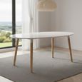 Belina Extending Oval Dining Table - 6-10 Seater - 170cm-270cm - White and Wood