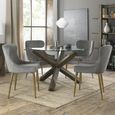 Turin Dark Oak Round Dining Table - 4 Seater - 120cm - Glass Top