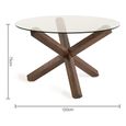 Turin Dark Oak Round Dining Table - 4 Seater - 120cm - Glass Top