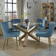 Turin Light Oak Round Dining Table - 4 Seater - 120cm - Glass Top