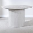Bern Fluted 4 Seater White Washed Oak Effect Round Dining Table with Drum Base - 120cm