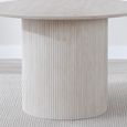 Bern Fluted 4 Seater White Washed Oak Effect Round Dining Table with Drum Base - 120cm