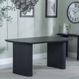Bern Fluted 6 Seater Black Pedestal Dining Table - 160cm