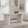 Bern Fluted 6 Seater White Washed Oak Effect Pedestal Dining Table - 160cm