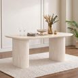 Bern Fluted Dining Table - 6 Seater - 160cm - White Washed Oak - Pedestal Base