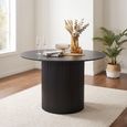 Bern Fluted Round Dining Table - 4 Seater - 120cm - Black - Drum Base