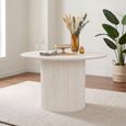 Bern Fluted Round Dining Table - 4 Seater - 120cm - White Washed Oak - Drum Base